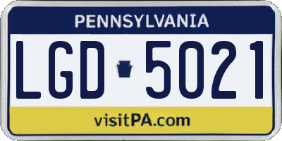 PA license plate LGD5021