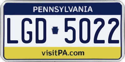 PA license plate LGD5022