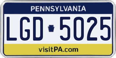 PA license plate LGD5025