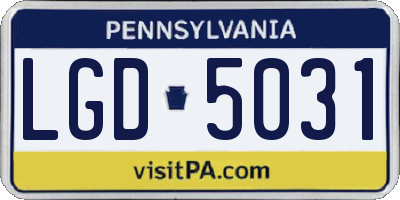 PA license plate LGD5031