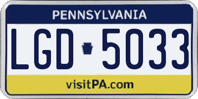 PA license plate LGD5033