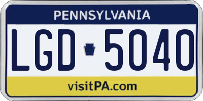 PA license plate LGD5040