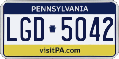 PA license plate LGD5042
