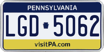 PA license plate LGD5062