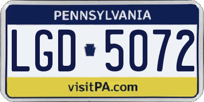 PA license plate LGD5072