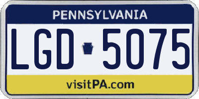 PA license plate LGD5075