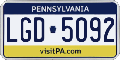 PA license plate LGD5092