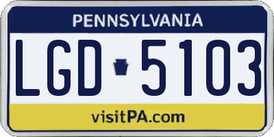 PA license plate LGD5103