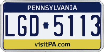PA license plate LGD5113