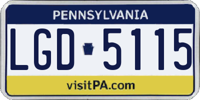 PA license plate LGD5115