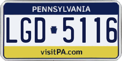 PA license plate LGD5116