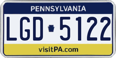 PA license plate LGD5122