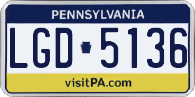 PA license plate LGD5136