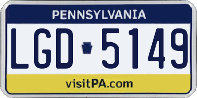 PA license plate LGD5149