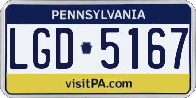 PA license plate LGD5167