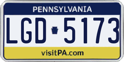 PA license plate LGD5173