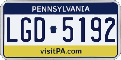 PA license plate LGD5192