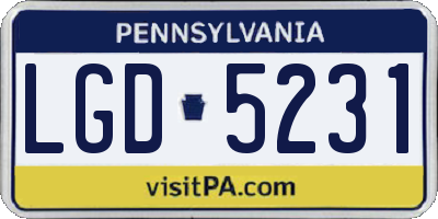 PA license plate LGD5231