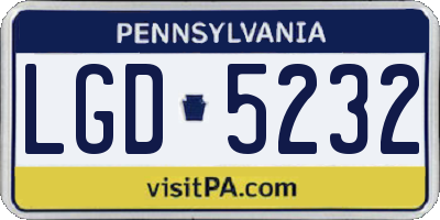 PA license plate LGD5232