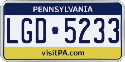 PA license plate LGD5233