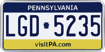 PA license plate LGD5235