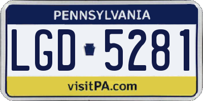 PA license plate LGD5281