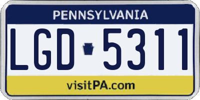 PA license plate LGD5311
