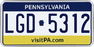 PA license plate LGD5312