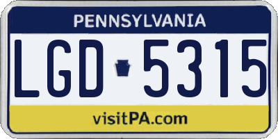 PA license plate LGD5315