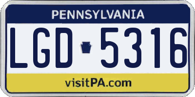 PA license plate LGD5316