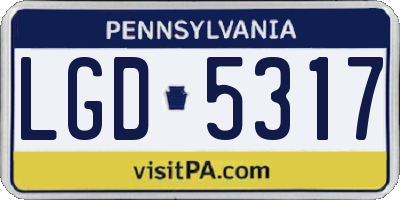 PA license plate LGD5317