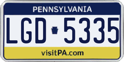 PA license plate LGD5335