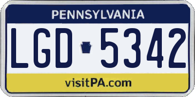 PA license plate LGD5342
