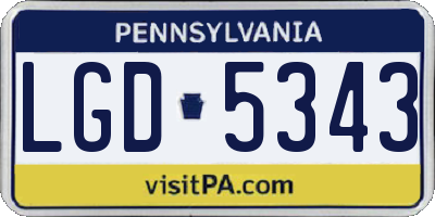 PA license plate LGD5343