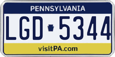 PA license plate LGD5344