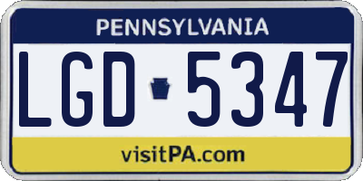 PA license plate LGD5347