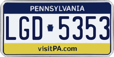 PA license plate LGD5353