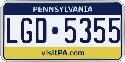 PA license plate LGD5355