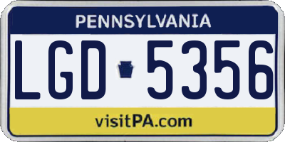 PA license plate LGD5356