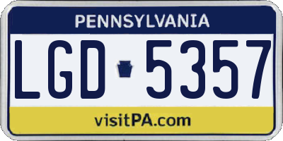 PA license plate LGD5357