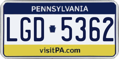 PA license plate LGD5362