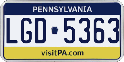 PA license plate LGD5363