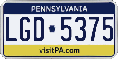 PA license plate LGD5375
