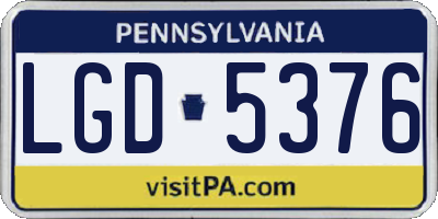 PA license plate LGD5376