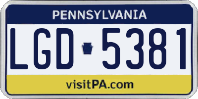 PA license plate LGD5381