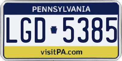 PA license plate LGD5385