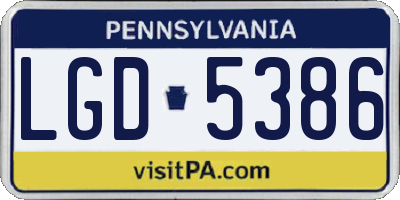 PA license plate LGD5386