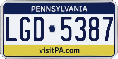 PA license plate LGD5387