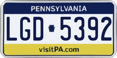 PA license plate LGD5392