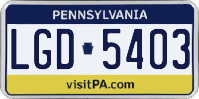 PA license plate LGD5403